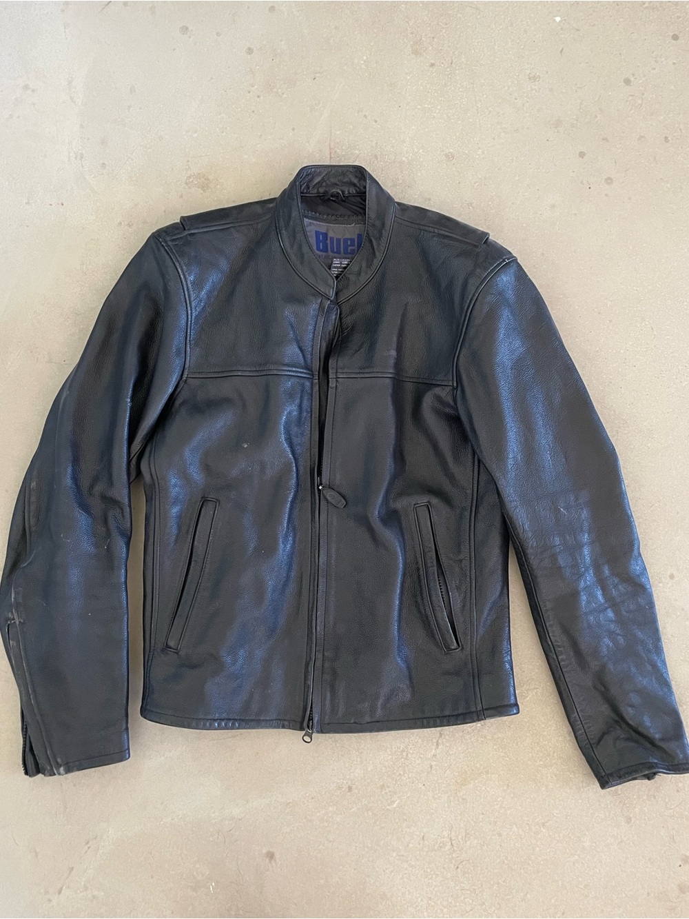 Vintage Buell Black Leather Zip-Front Men's Jacket